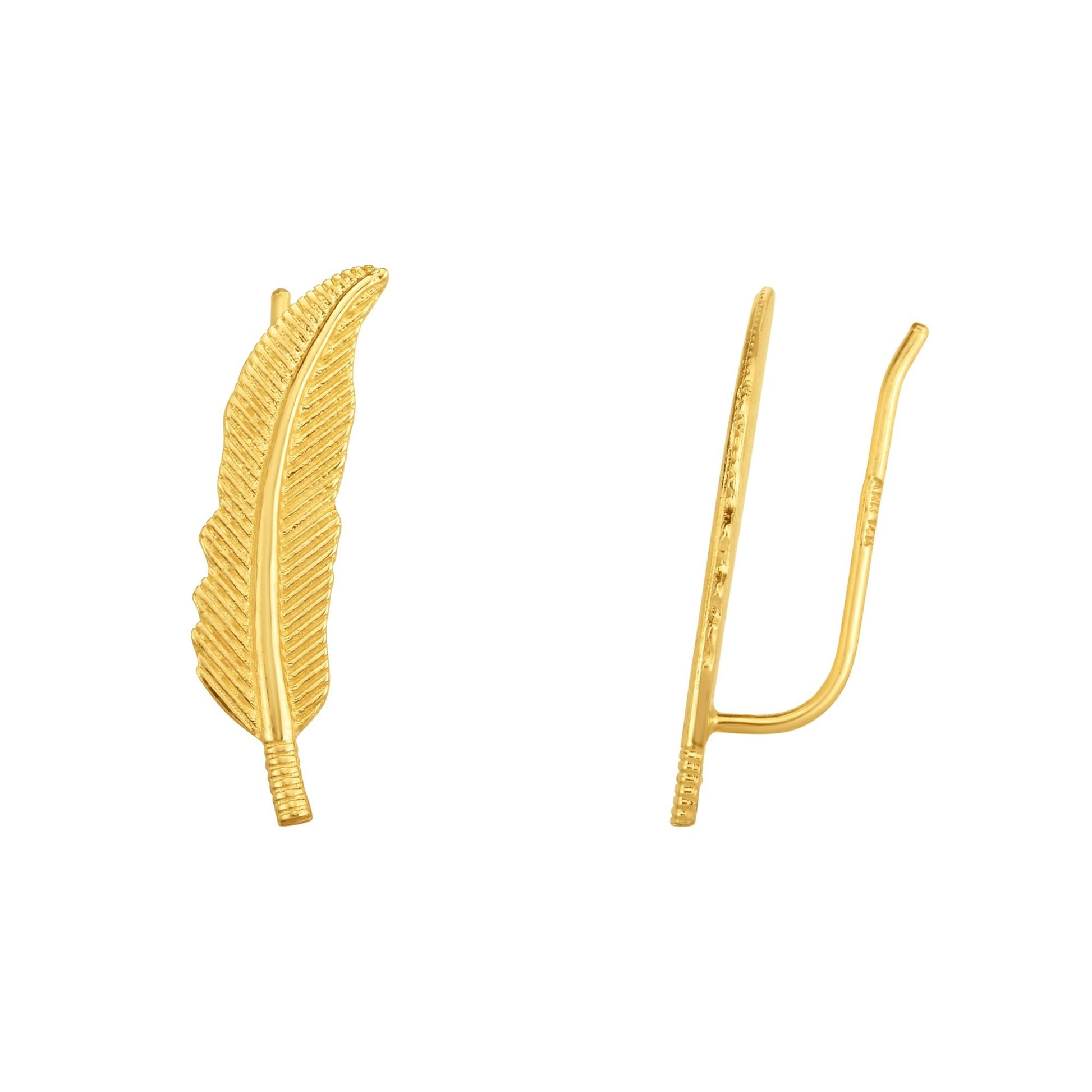 Royal Chain 14K Gold Feather Ear Climber ER4217