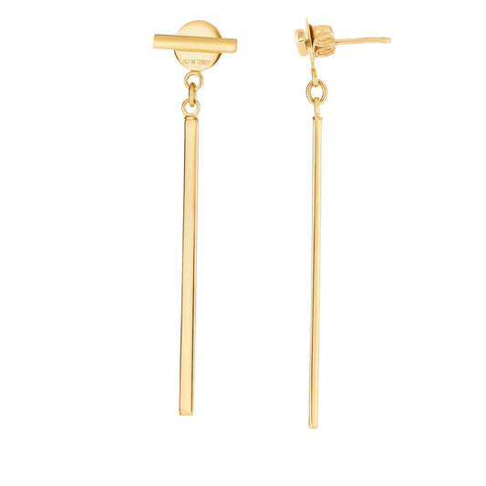 Royal Chain 14K Gold Polished Bar with Horizontal Post Linear Drop Earring ER4703
