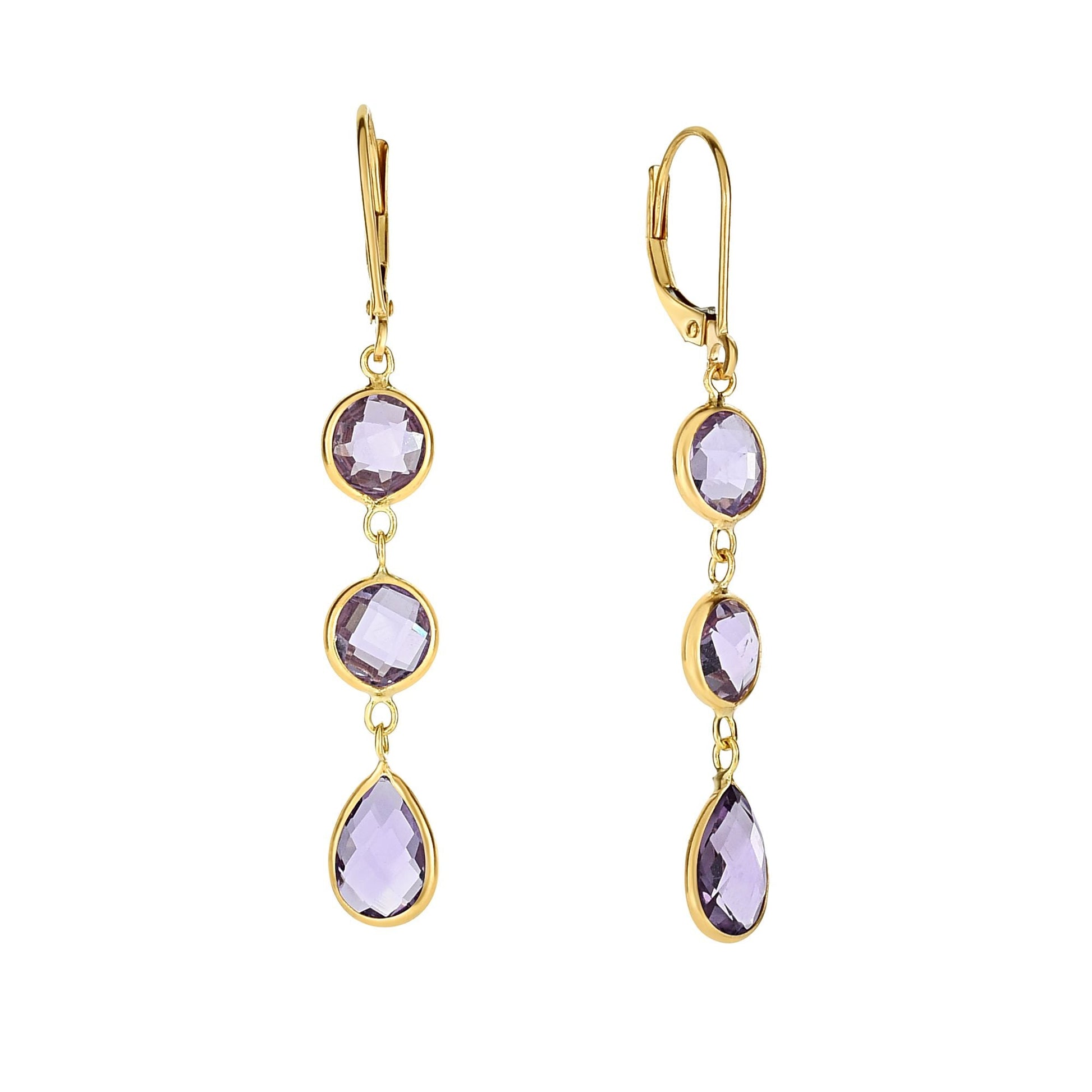Royal Chain 14K Gold Amethyst Drop Earrings ER5053