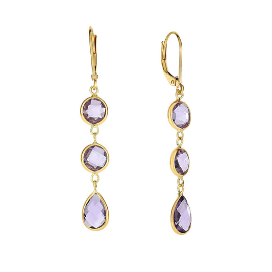 Royal Chain 14K Gold Amethyst Drop Earrings ER5053