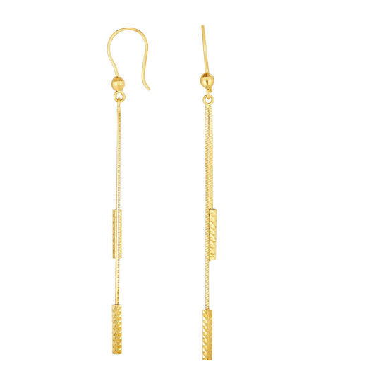 Royal Chain 14K Gold Double Diamond Cut Bar Linear Drop Earring ER5215