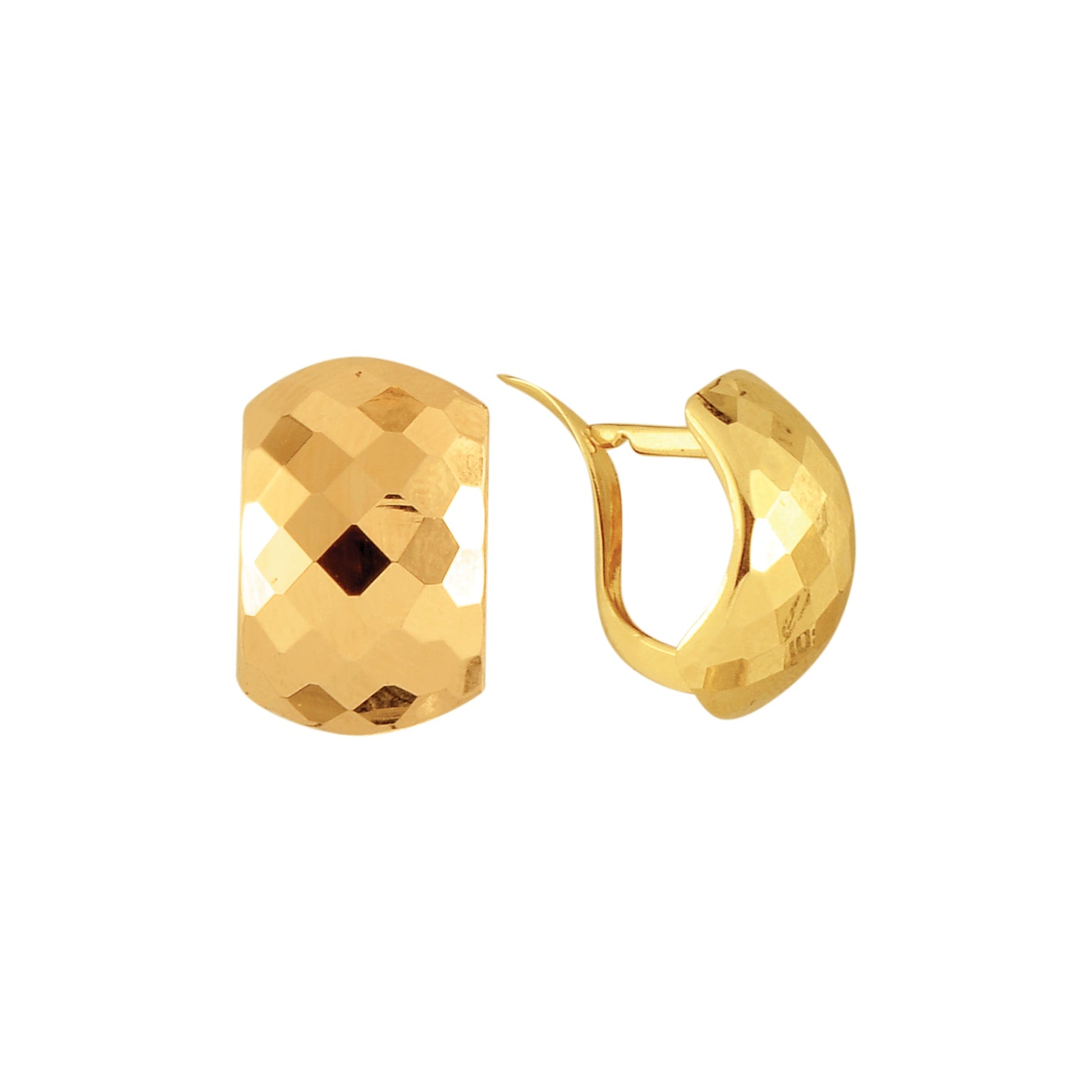 Royal Chain 14K Gold Faceted Huggie Earring ER533