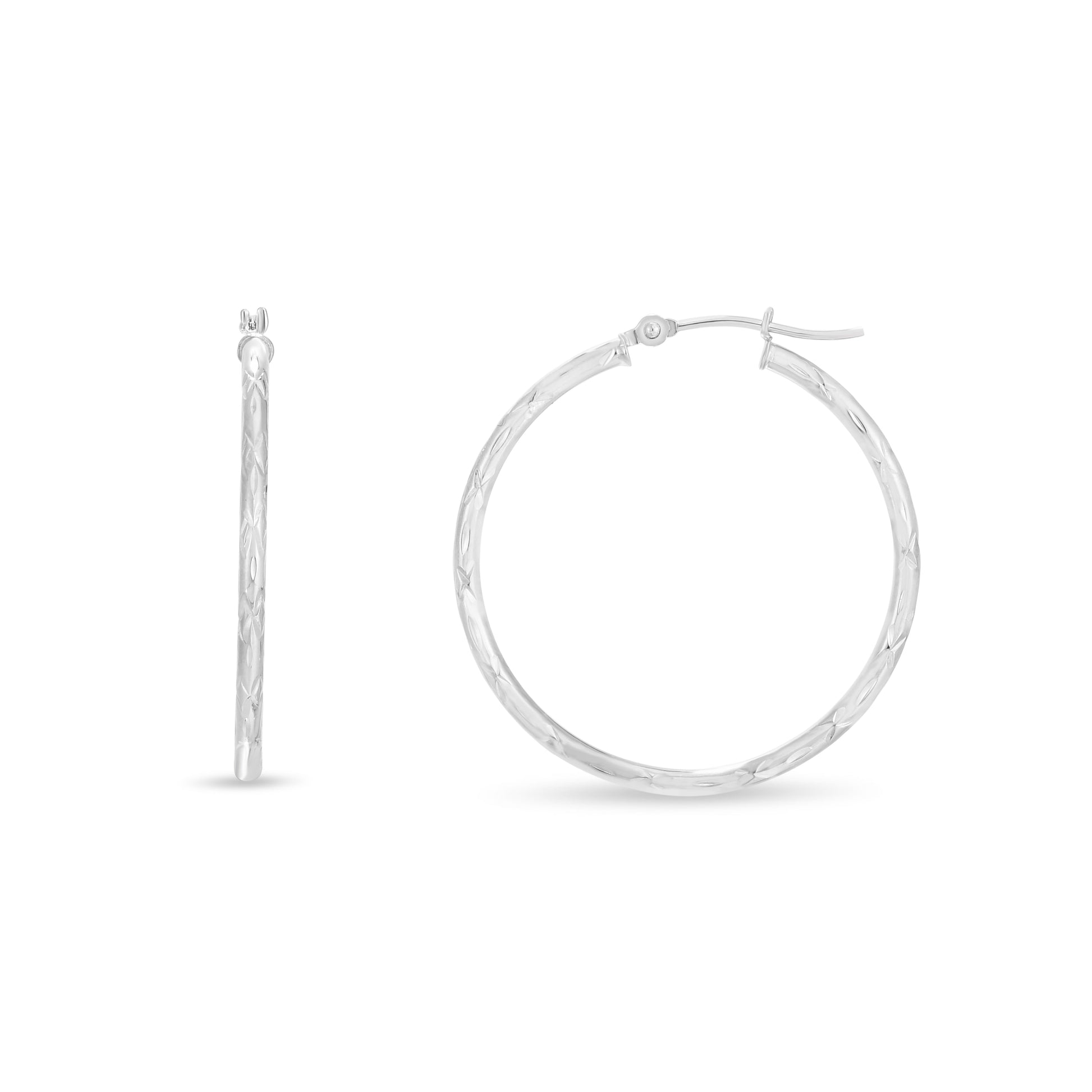 Royal Chain 14K Gold 2mm Diamond Cut Hoop Earring ER535