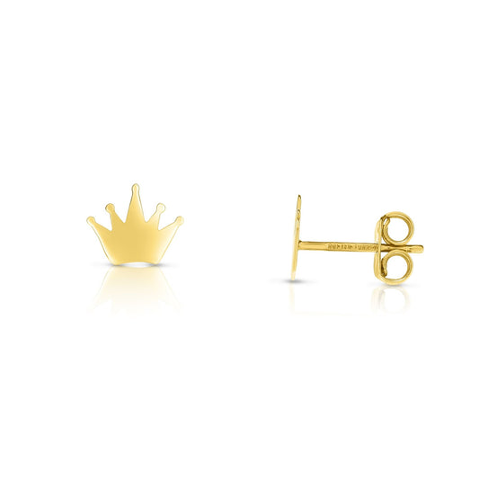 Royal Chain 14K Gold Crown Stud Earring ER5403