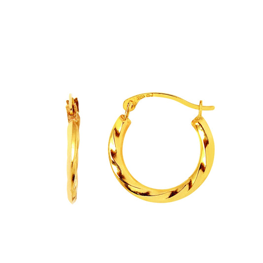 Royal Chain 14K Gold Polished Twisted Back to Back Hoop Earring ER559