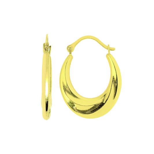Royal Chain 14K Gold Polished Oval Back to Back Hoop Earring ER563