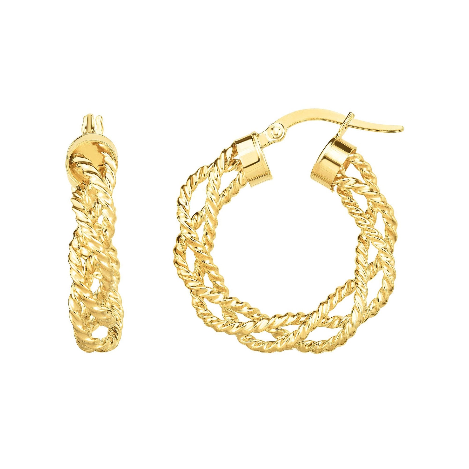 Royal Chain 14K Gold Braided Twist Hoop Earring ER5715