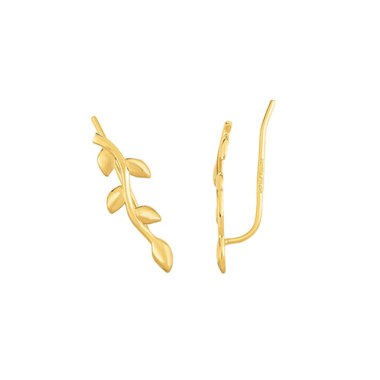 Royal Chain 14K Gold Leaf Ear Climber ER6181