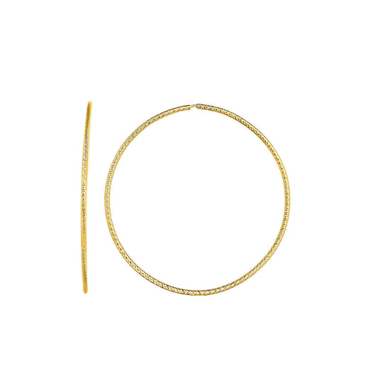 Royal Chain 14K Gold 1.2x40mm Diamond Cut Endless Hoops ER6572