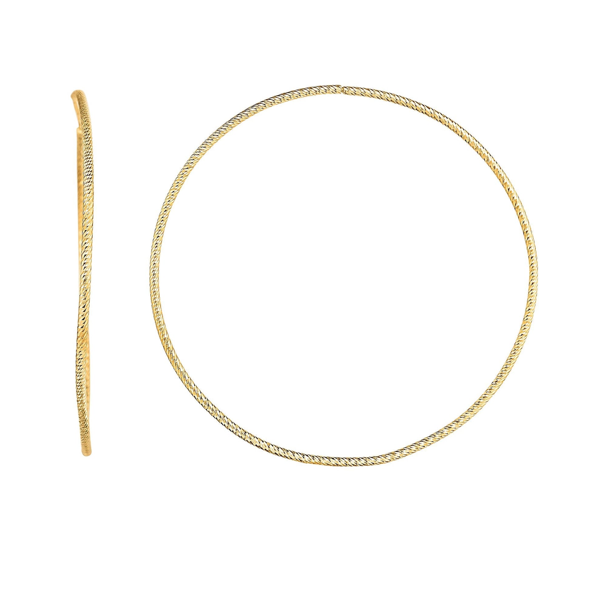 Royal Chain 14K Gold 1.2x50mm Diamond Cut Endless Hoops ER6576