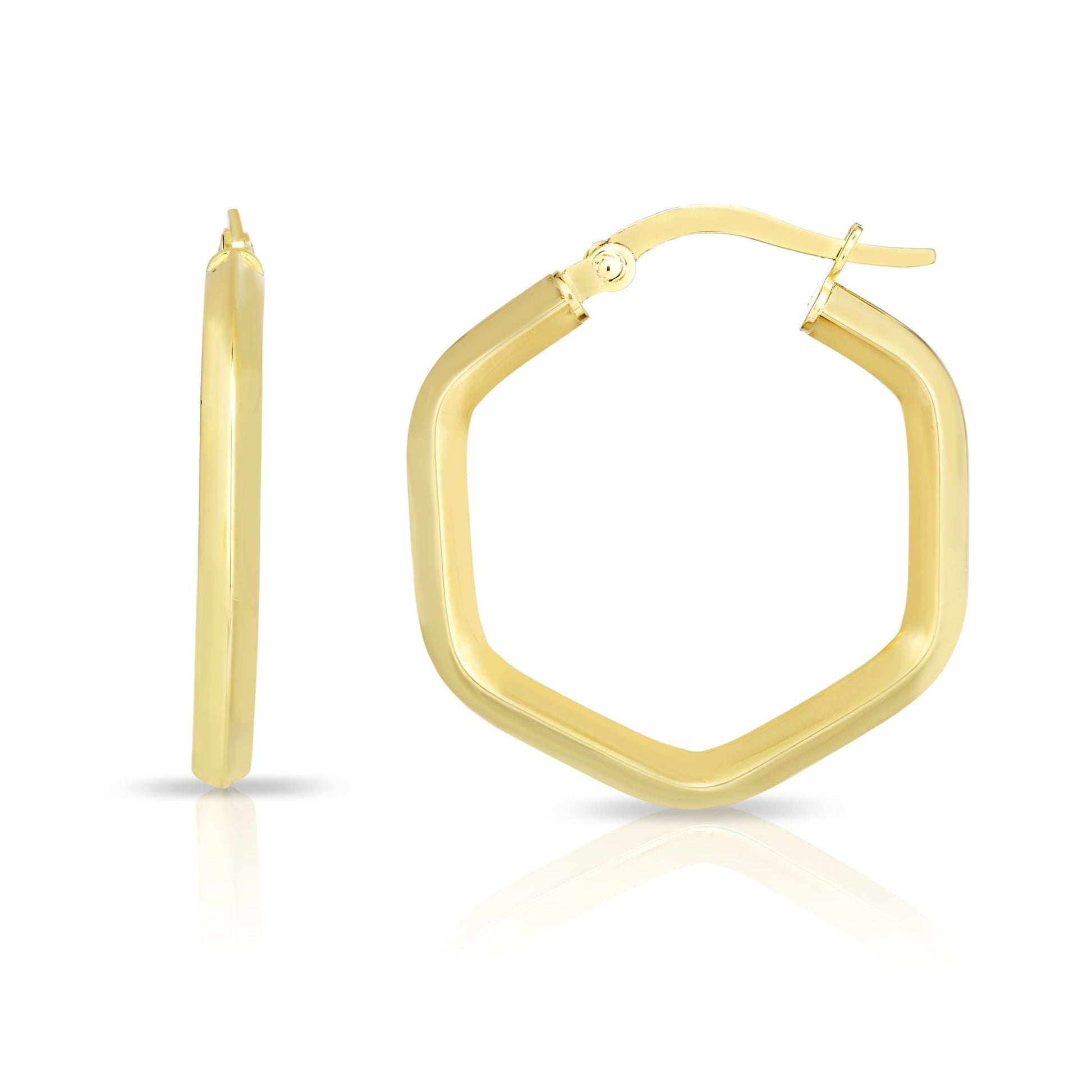 Royal Chain 14K Gold Hexagon Hoop Earring ER6697