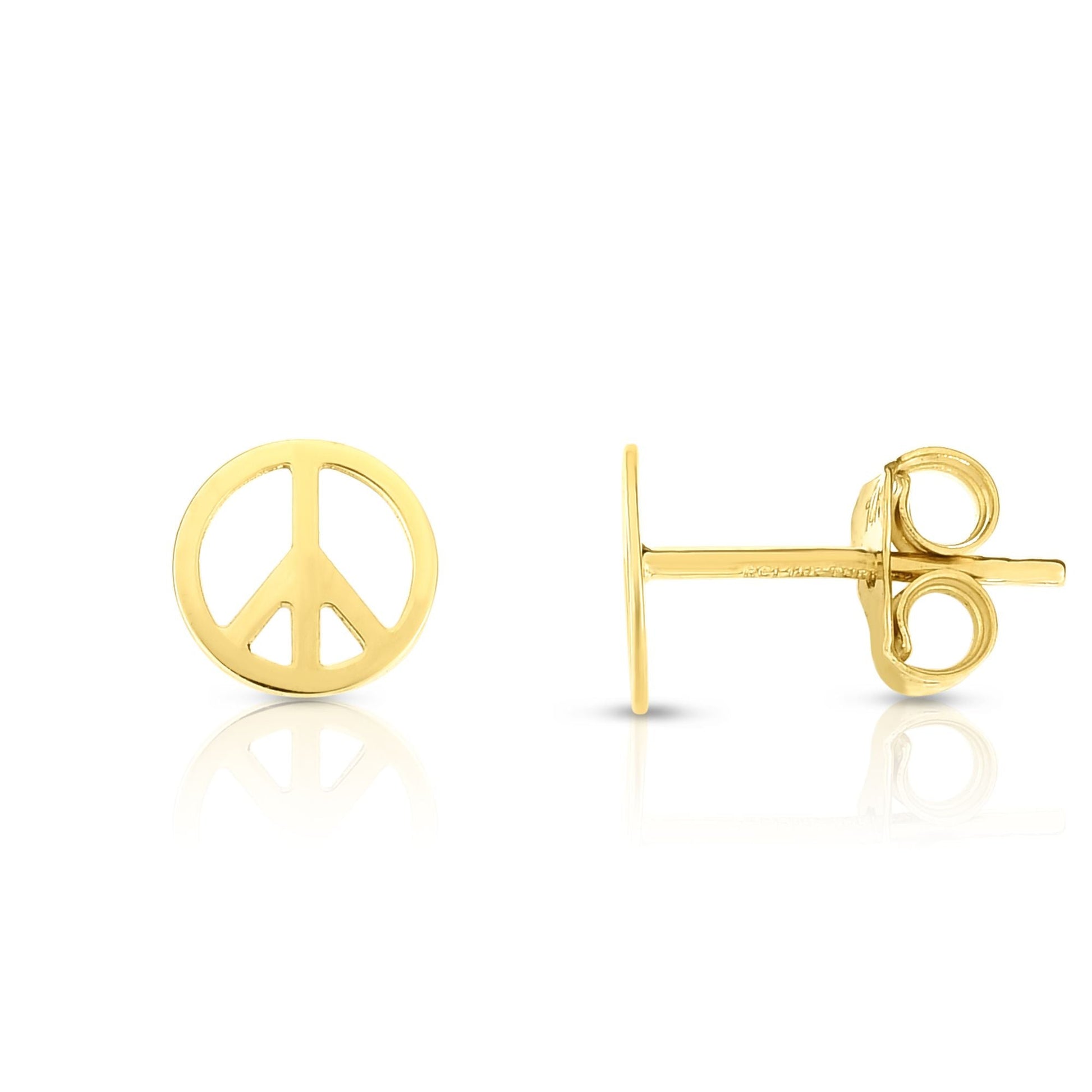 Royal Chain 14K Gold Peace Sign Stud Earring ER6982