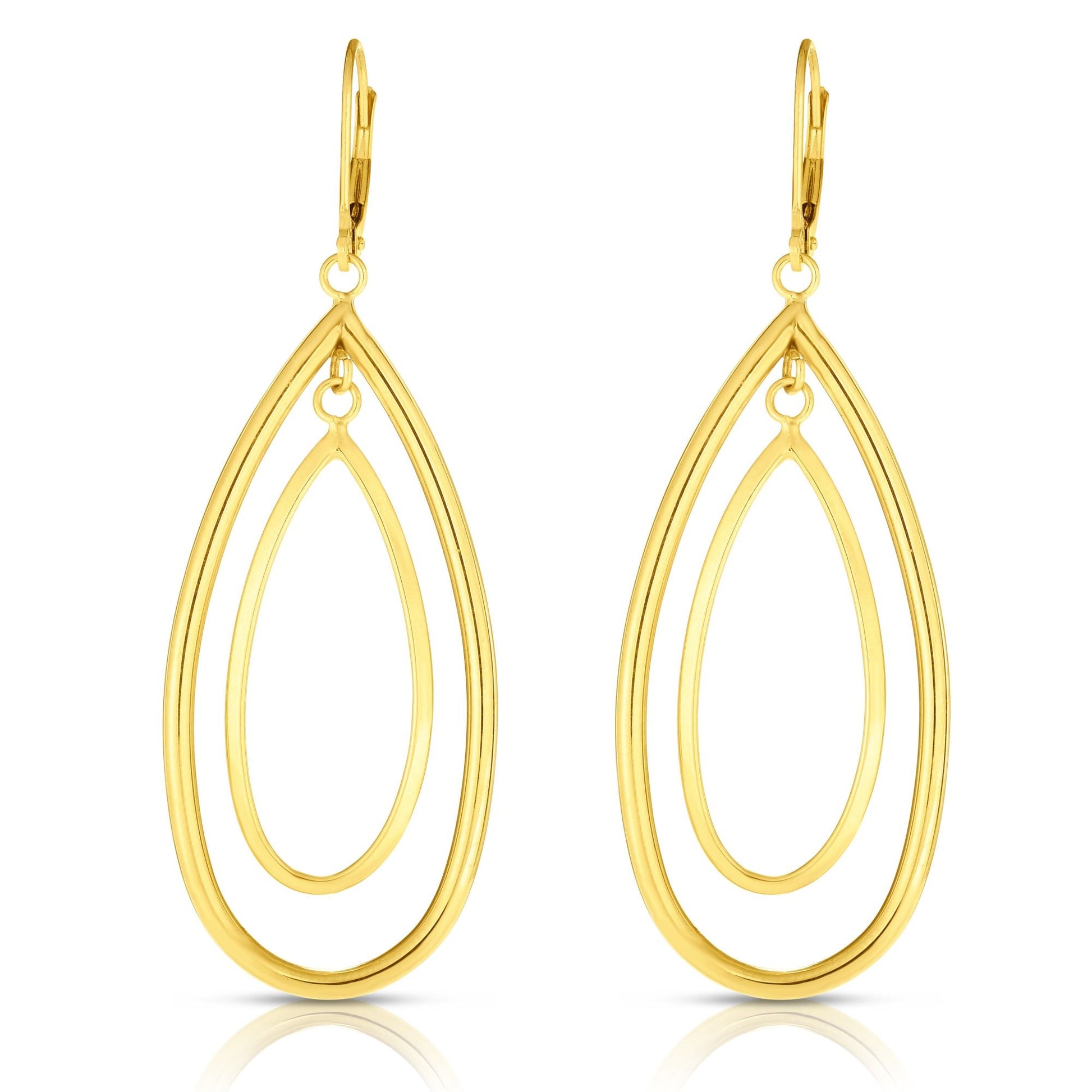 Royal Chain 14K Gold Polished Double Oval Multi-Layered Dangle Earring ER7084