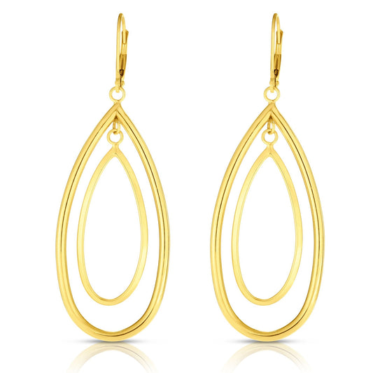 Royal Chain 14K Gold Polished Double Oval Multi-Layered Dangle Earring ER7084