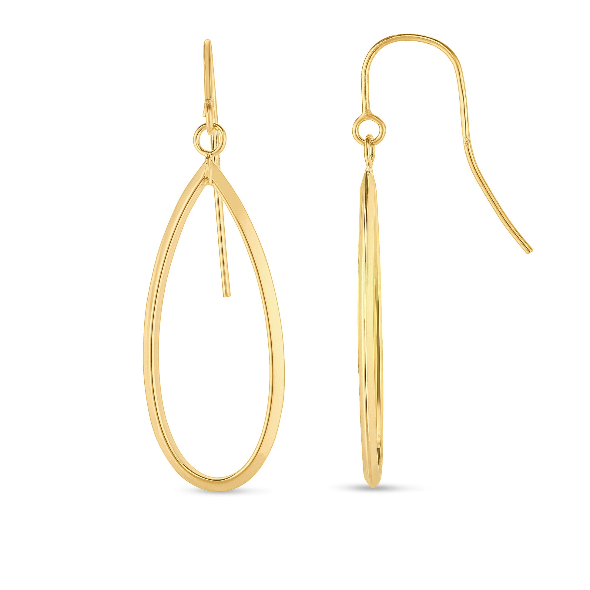 Royal Chain 14K Gold Graduated Open Oval Dangle Earring ER7109