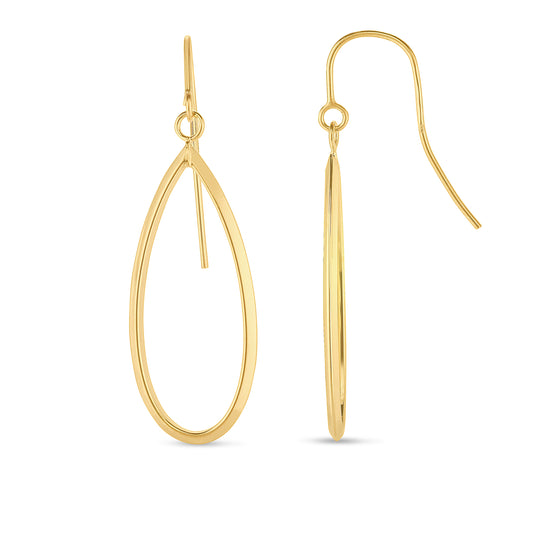 Royal Chain 14K Gold Graduated Open Oval Dangle Earring ER7109
