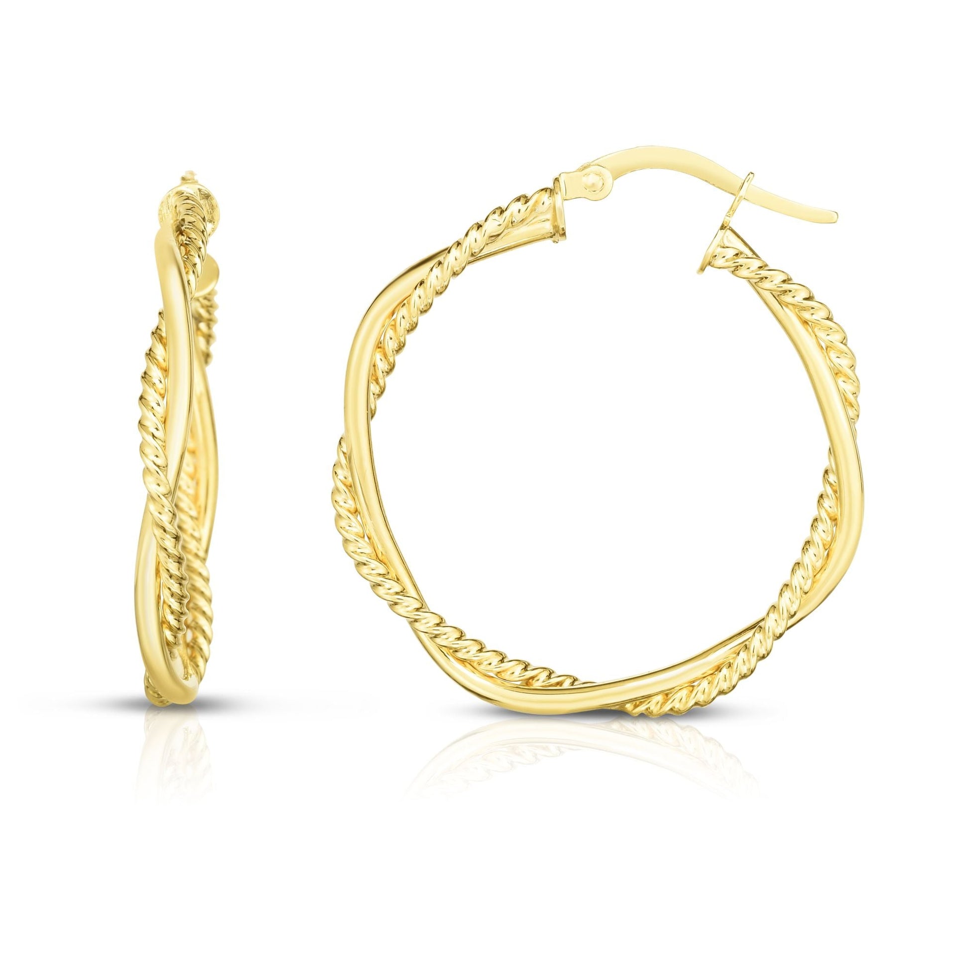 Royal Chain 14K Gold Round Twist & Polished Hoop Earring ER7128