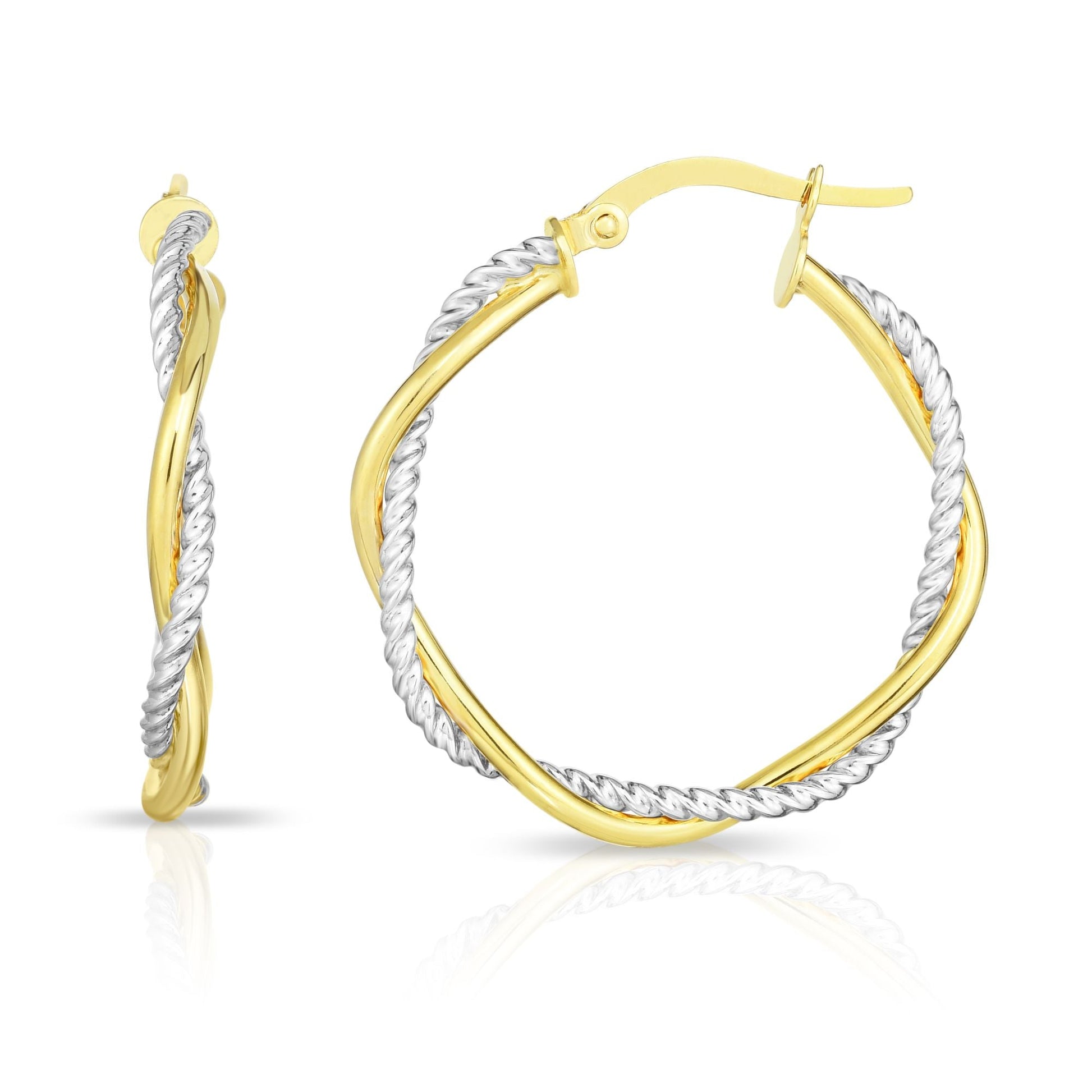Royal Chain 14K Gold Round Twist & Polished Hoop Earring ER7129