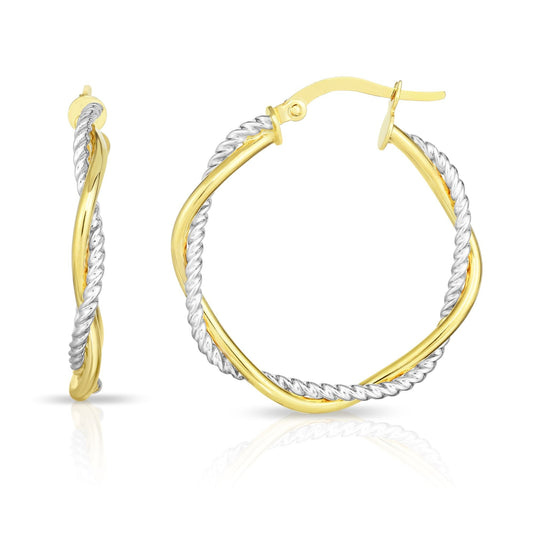Royal Chain 14K Gold Round Twist & Polished Hoop Earring ER7129