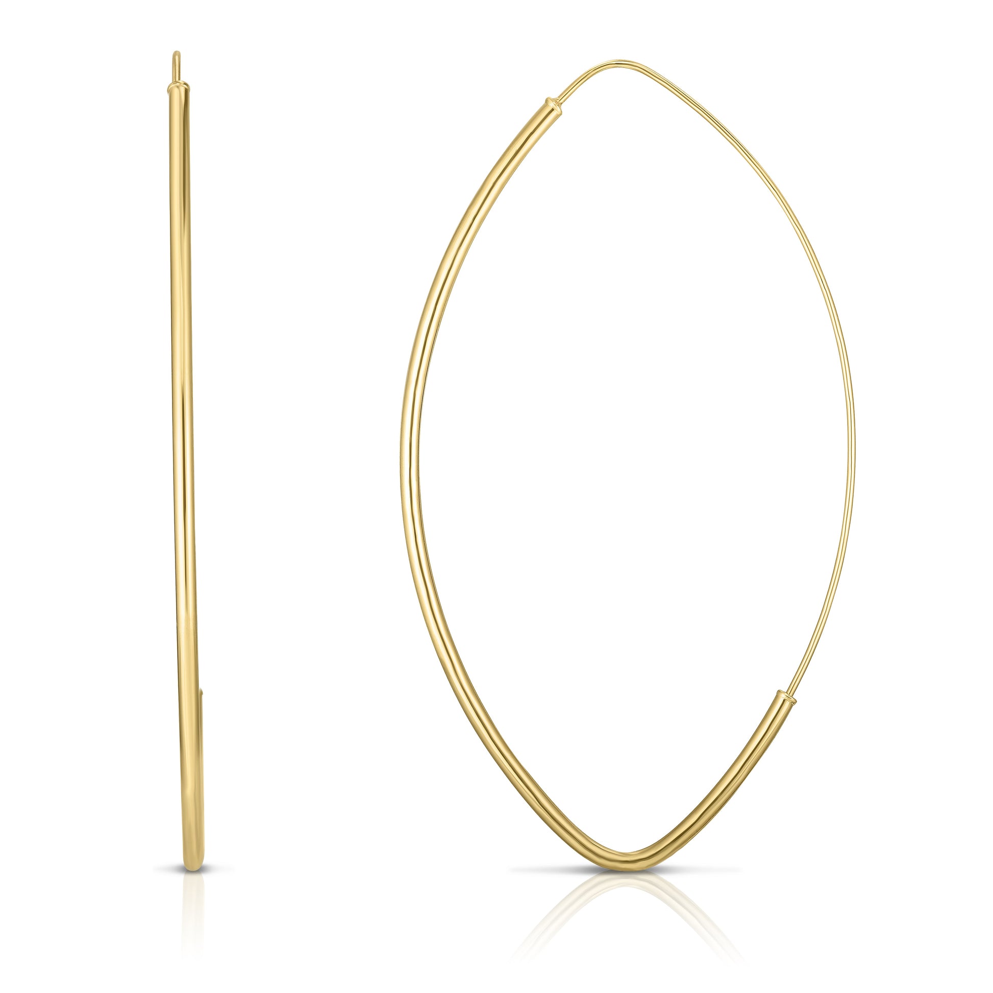 Royal Chain 14K Gold Large Polished Marquise Fashion Hoop Earring ER7142