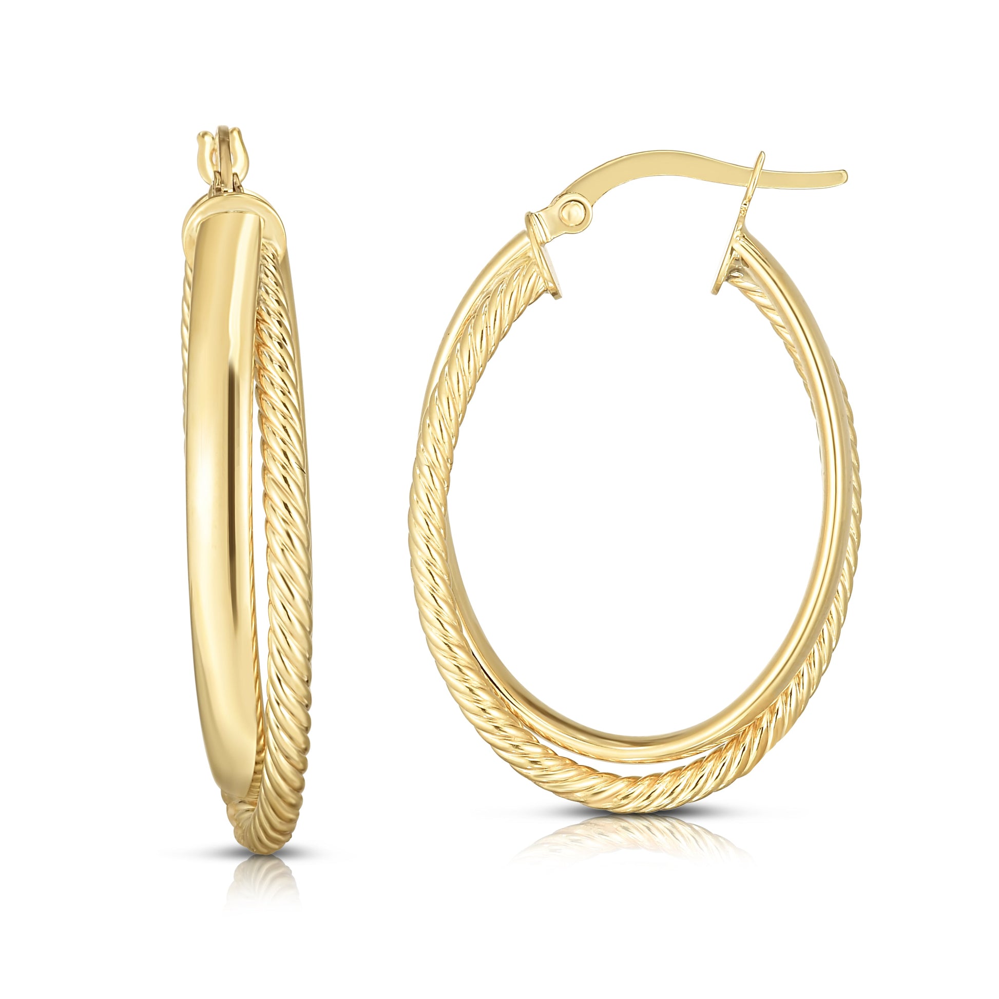 Royal Chain 14K Gold Polished & Twist Hoop Earring ER7569