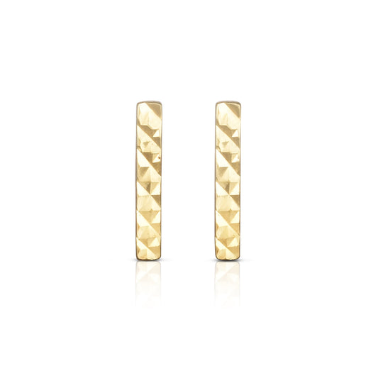 Royal Chain 14K Gold Diamond Cut Bar Stud Earring ER7770
