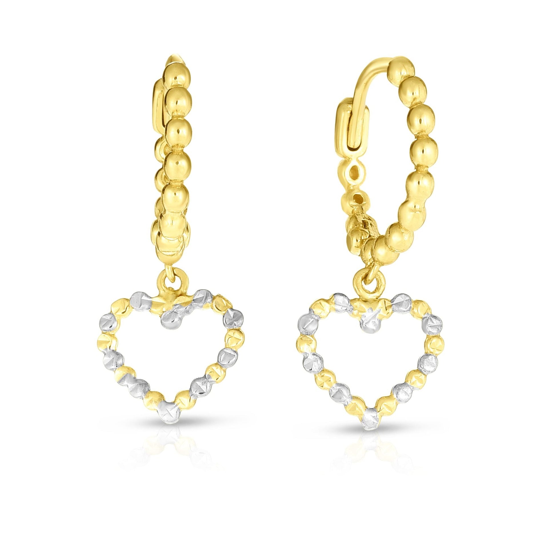 Royal Chain 14K Gold Beaded Dangle Heart Drop Earring ER7774