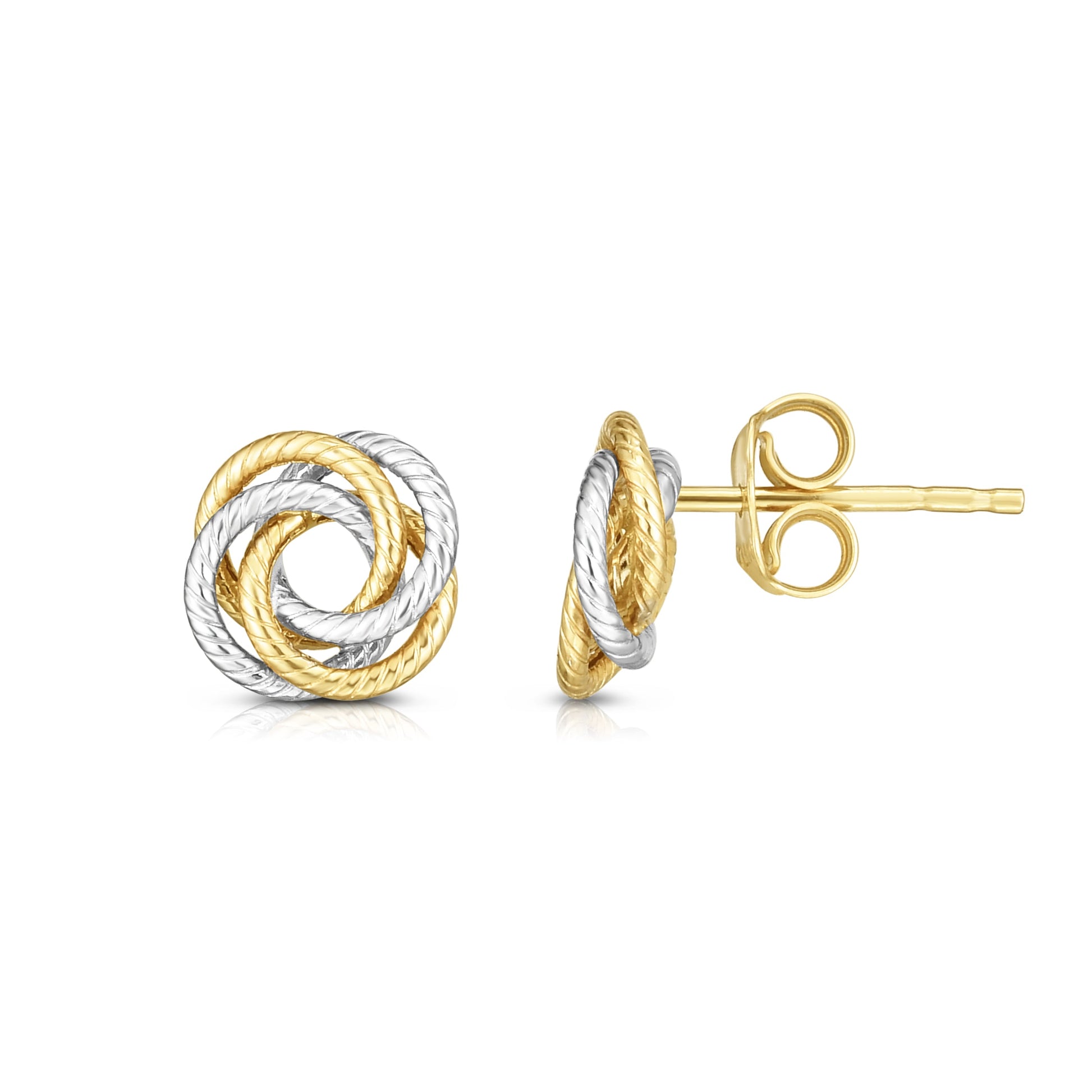 Royal Chain 14K Gold Multi-Row, Open Center Love Knot Stud Earring ER7788
