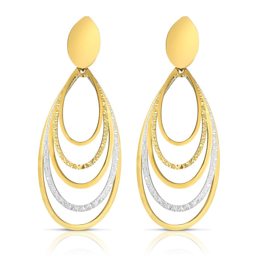 Royal Chain 14K Gold Diamond Cut & Polished Oval Multi-Layered Dangle Earring ER8074