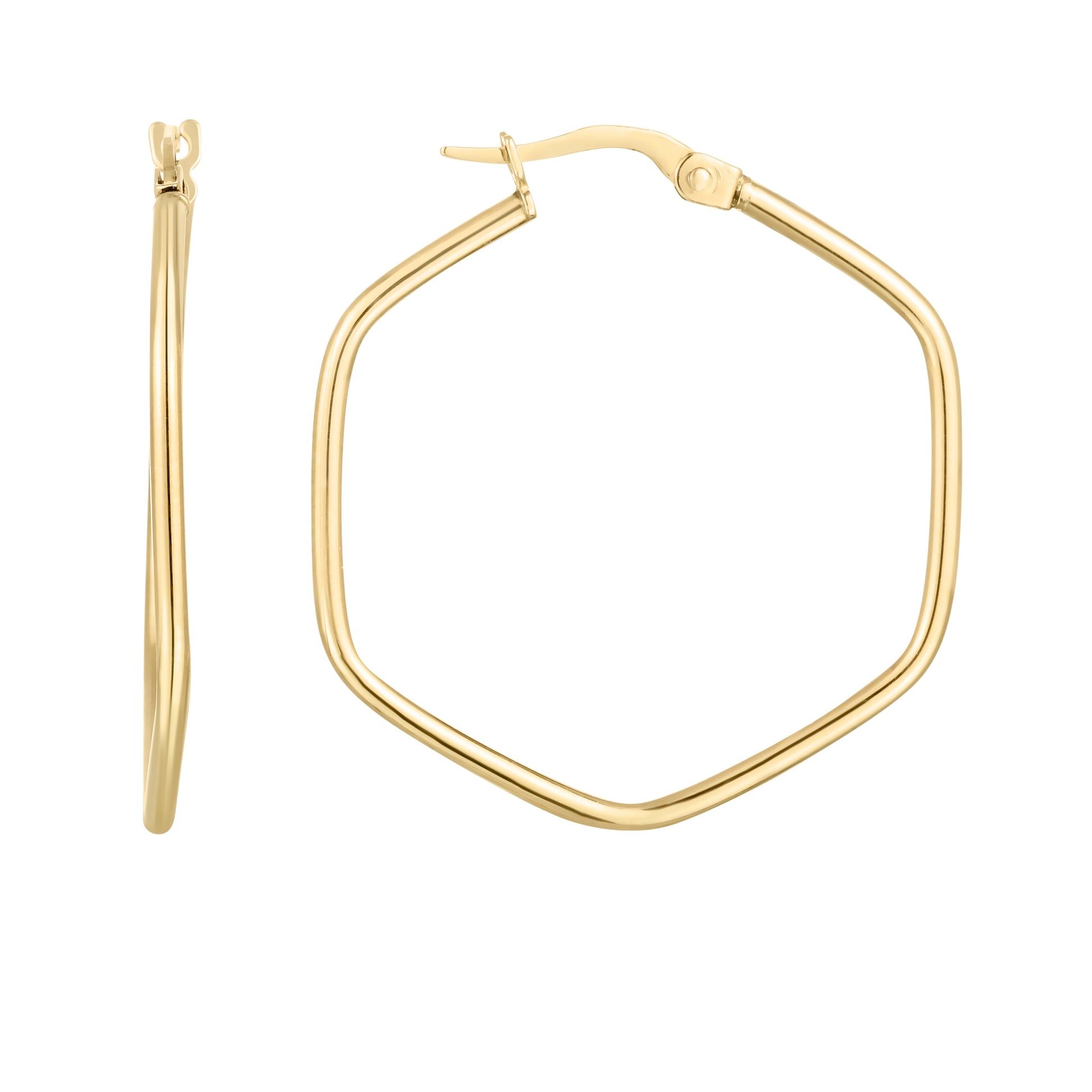Royal Chain 14K Rounded Edges Hexagon Hoops ER8278
