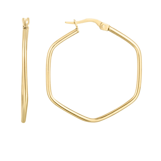 Royal Chain 14K Rounded Edges Hexagon Hoops ER8278