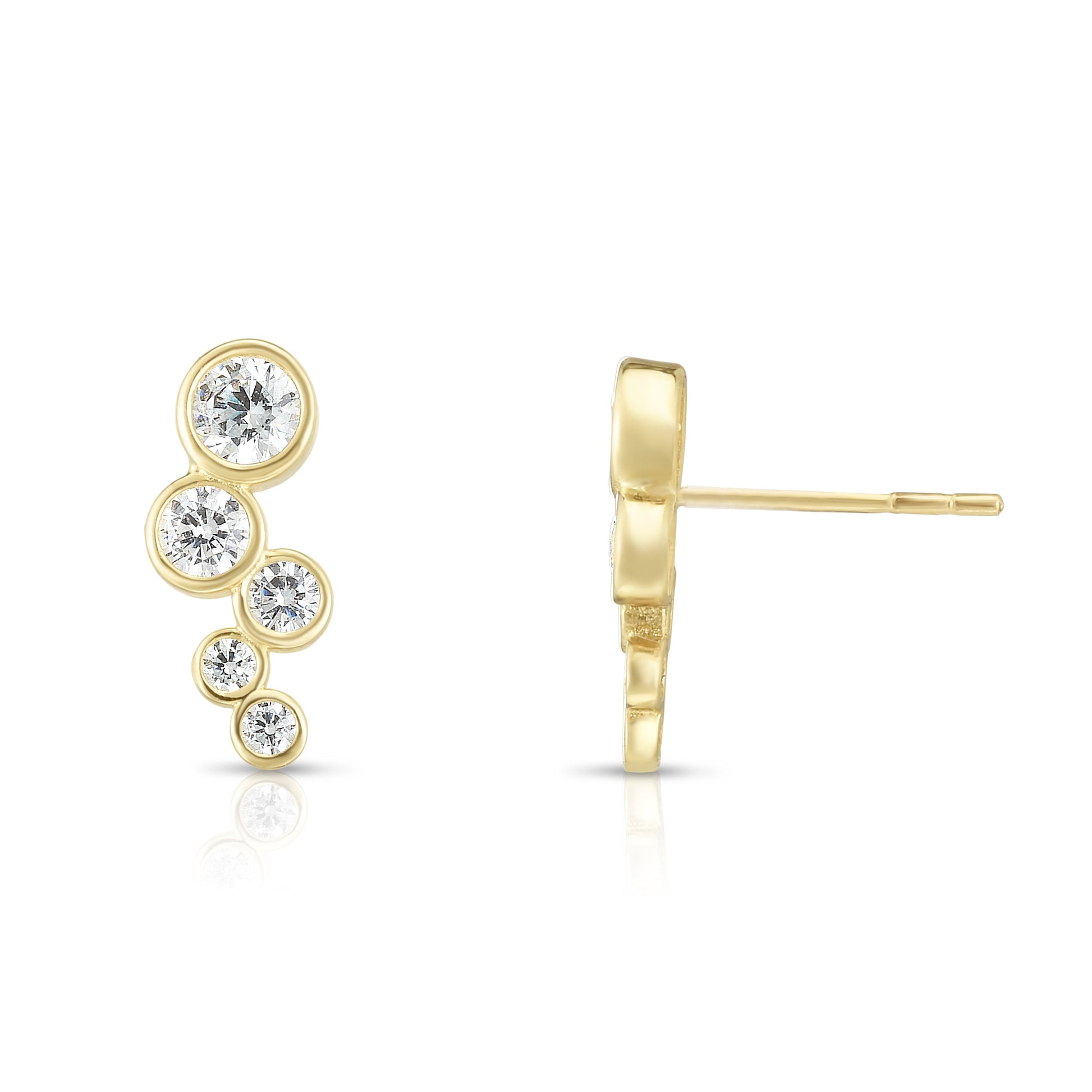 Royal Chain 14K Gold Bezel Set CZ Ear Climber ER8396