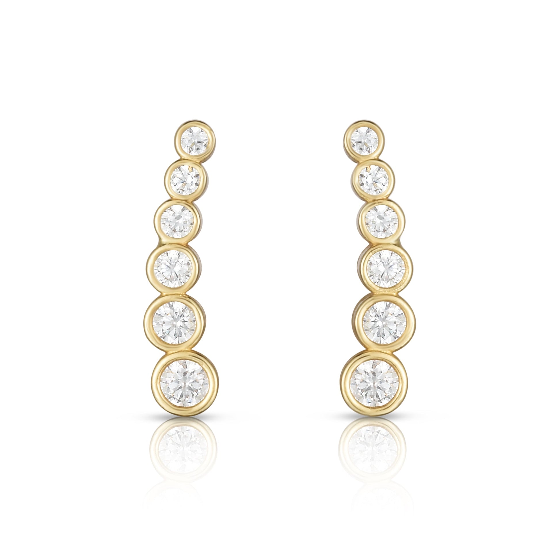 Royal Chain 14K Gold Graduated Round Bezel CZ Ear Climber ER8398