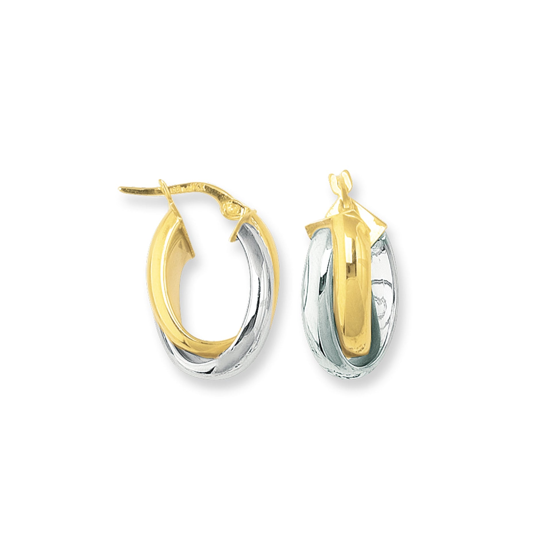Royal Chain 14K Gold Small Oval Double Row Hoop Earring ER863
