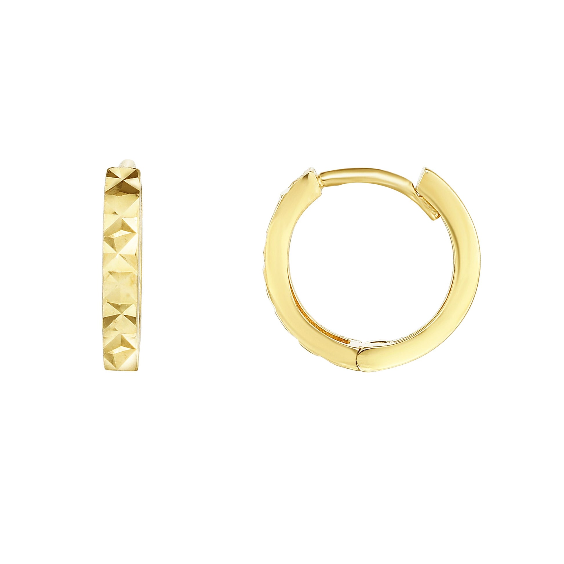 Royal Chain 14K Gold Diamond Cut Huggie Earring ER8662