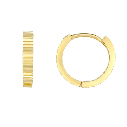 Royal Chain 14K Gold Linear Diamond Cut Huggie Earring ER8680