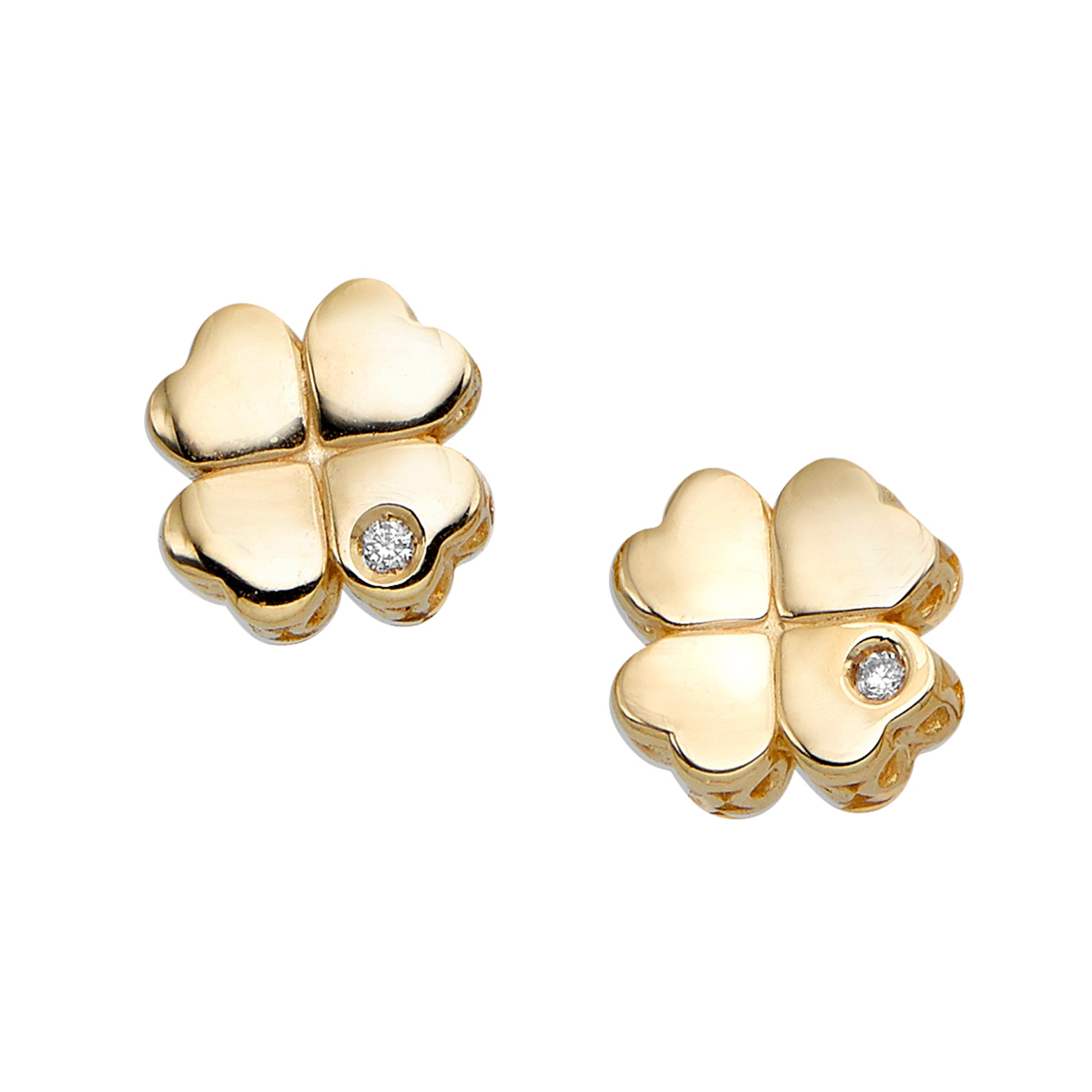 Royal Chain 14K Gold .01ct Diamond Clover Stud Earring ER8795