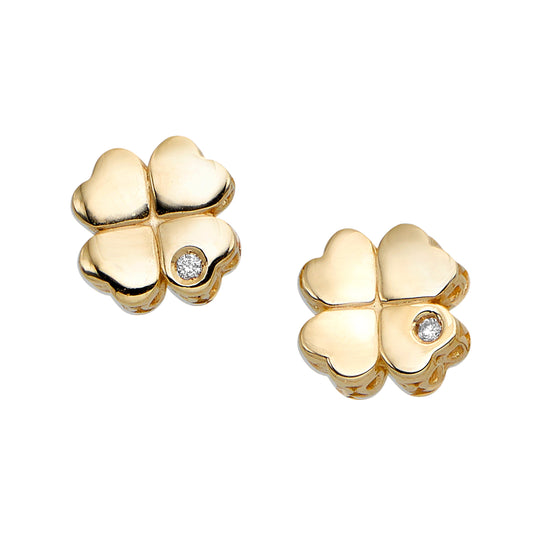 Royal Chain 14K Gold .01ct Diamond Clover Stud Earring ER8795