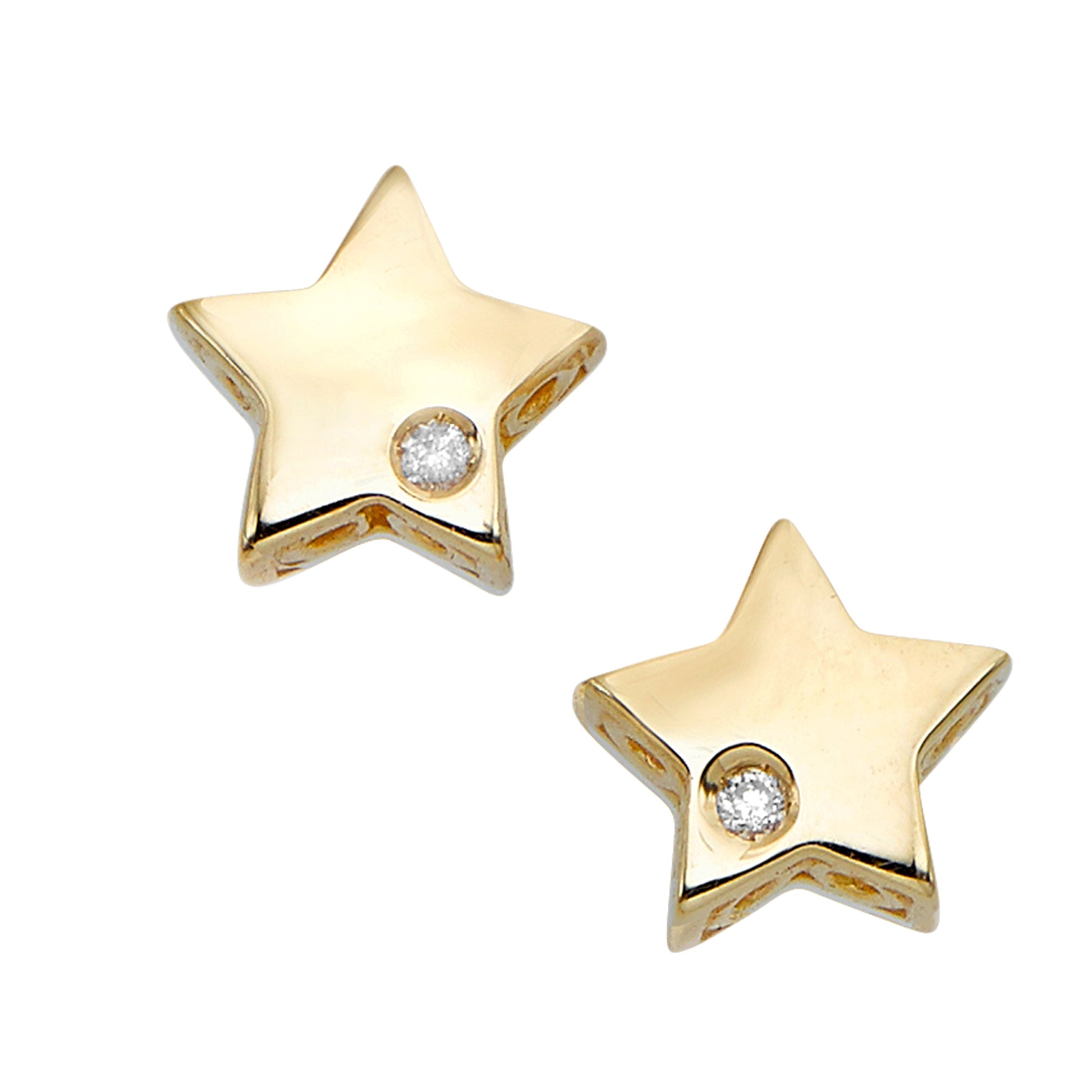 Royal Chain 14K Gold .01ct Diamond Star Stud Celestial Earring ER8796