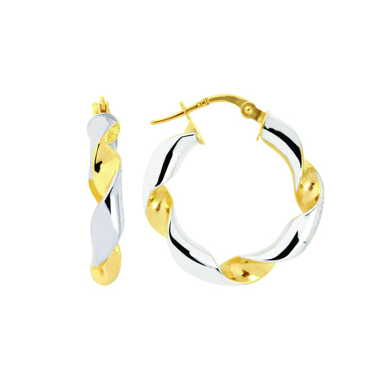 Royal Chain 14K Gold Small Round Twist Hoop Earring ER924