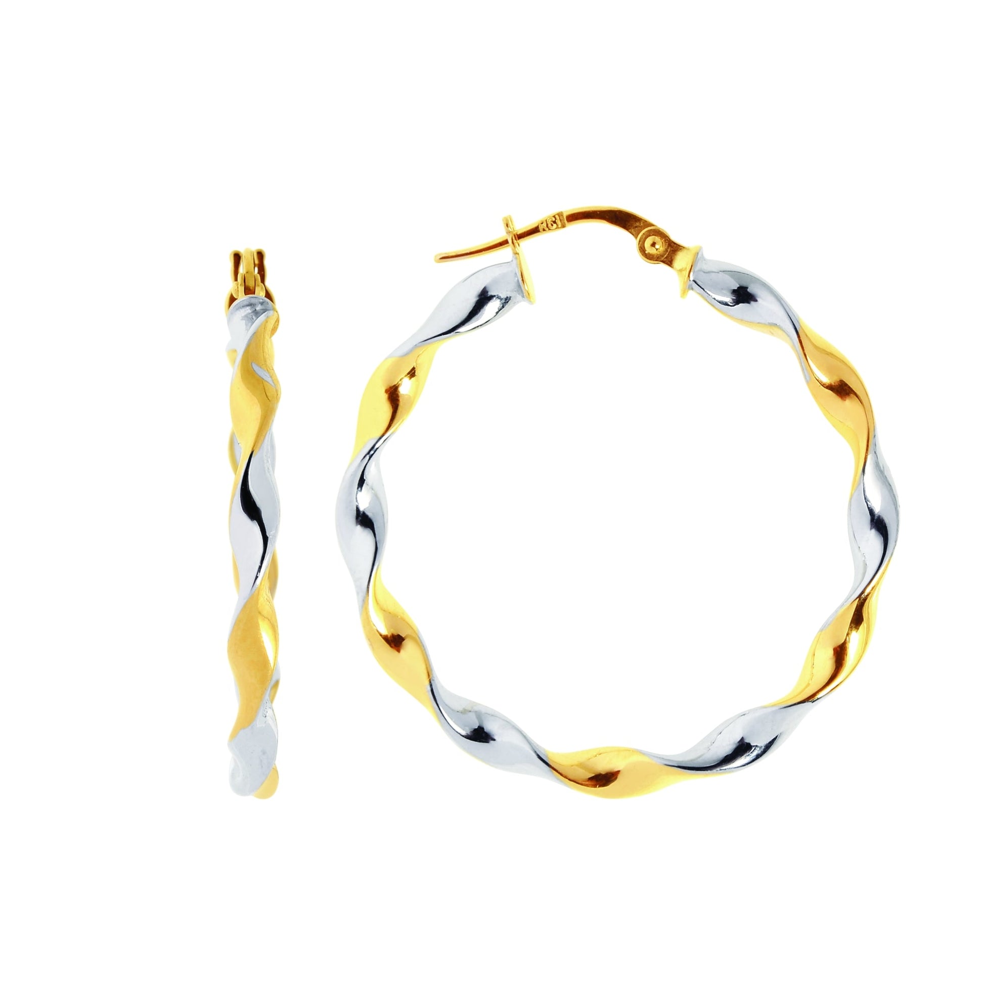 Royal Chain 14K Gold Medium Round Twist Hoop Earring ER925