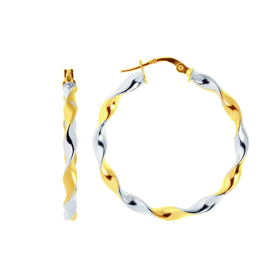Royal Chain 14K Gold Medium Round Twist Hoop Earring ER925