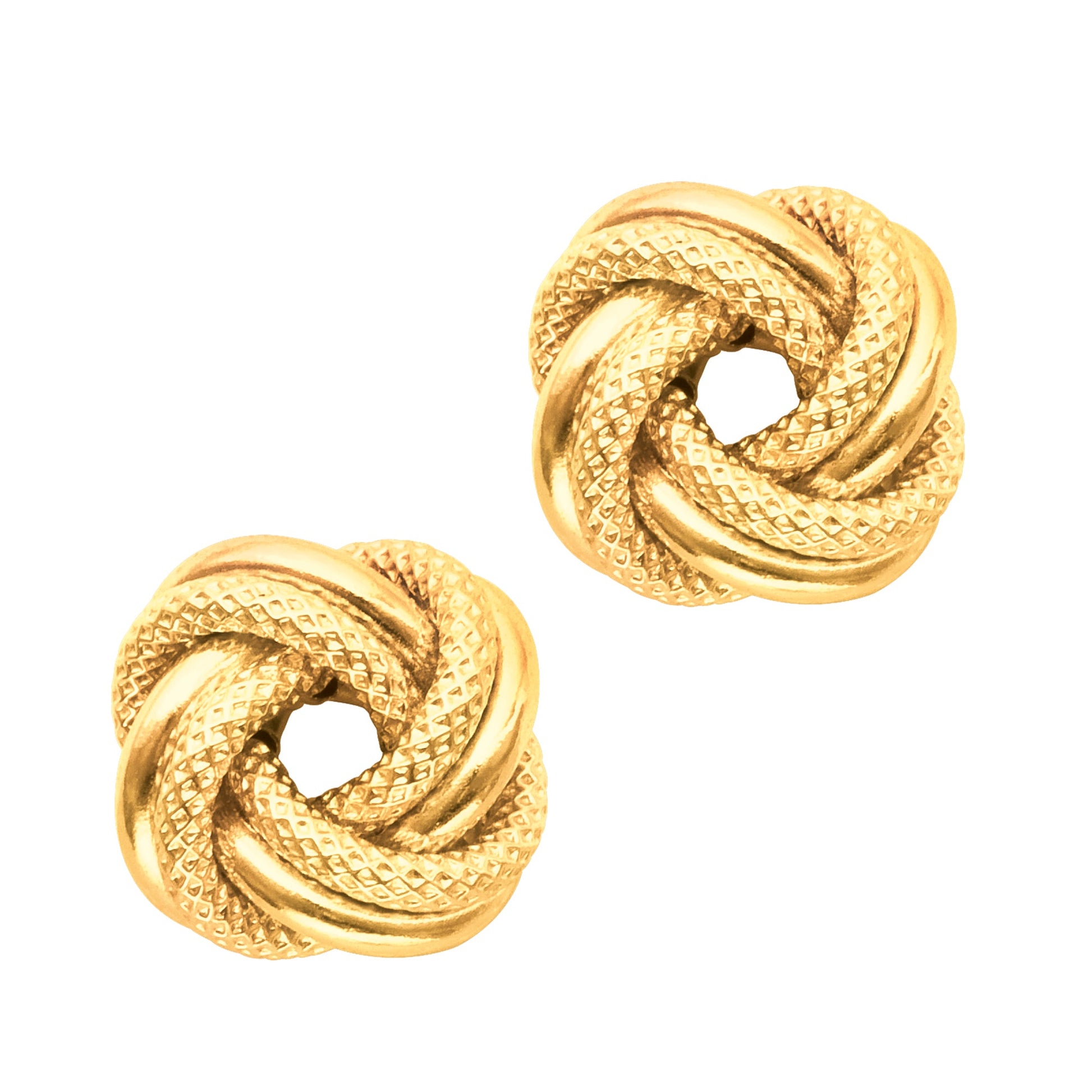 Royal Chain 14K Gold Diamond Cut & Polished Love Knot Stud Earring ER961