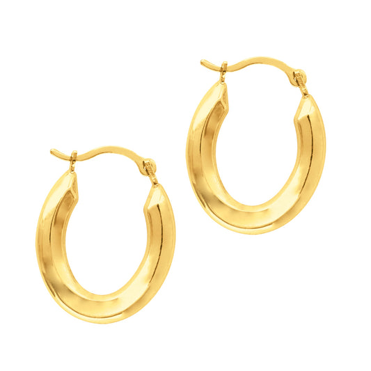 Royal Chain 14K Gold Polished Oval Back to Back Hoop Earring ER971