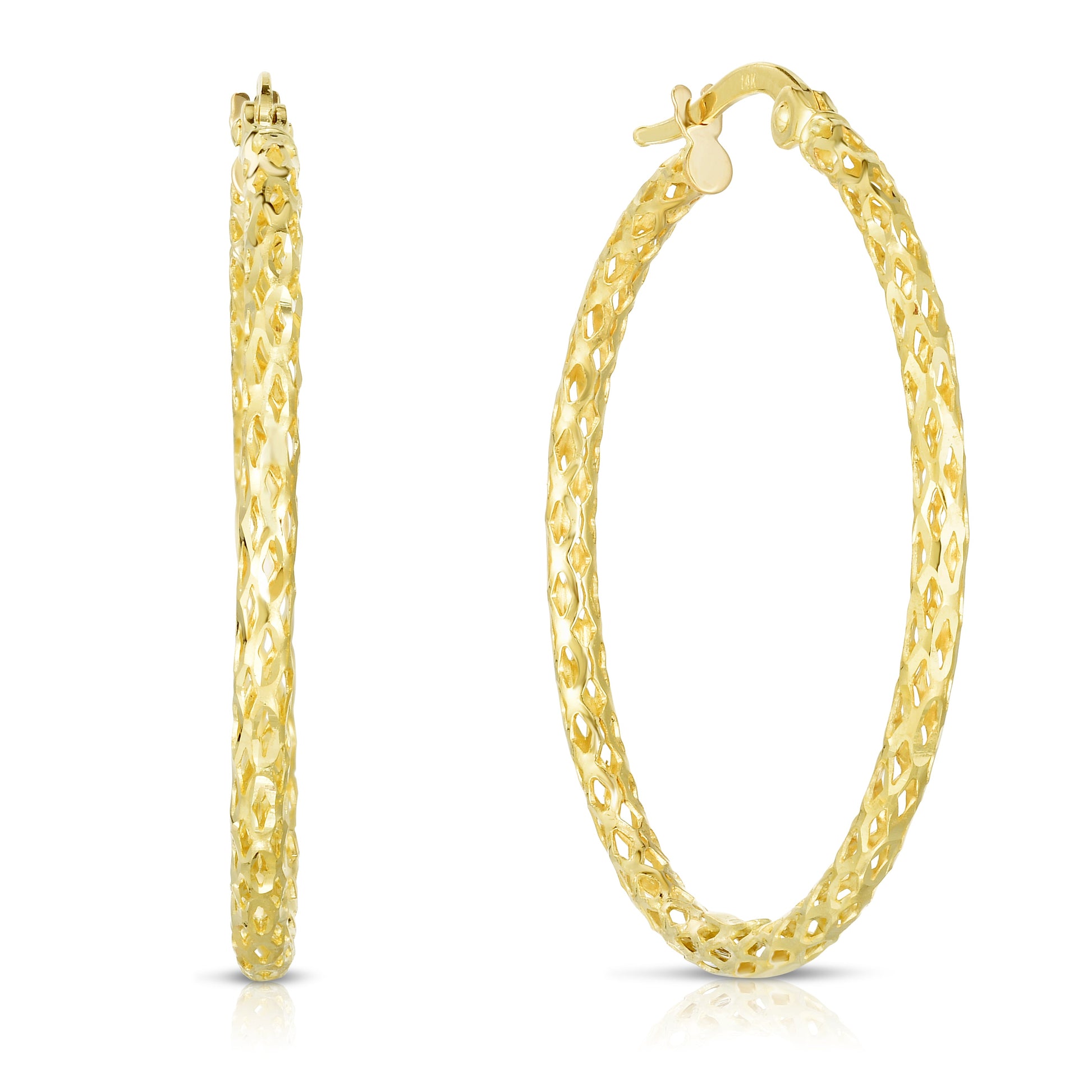 Royal Chain 14K Gold Diamond Cut Hoop Earring ER973