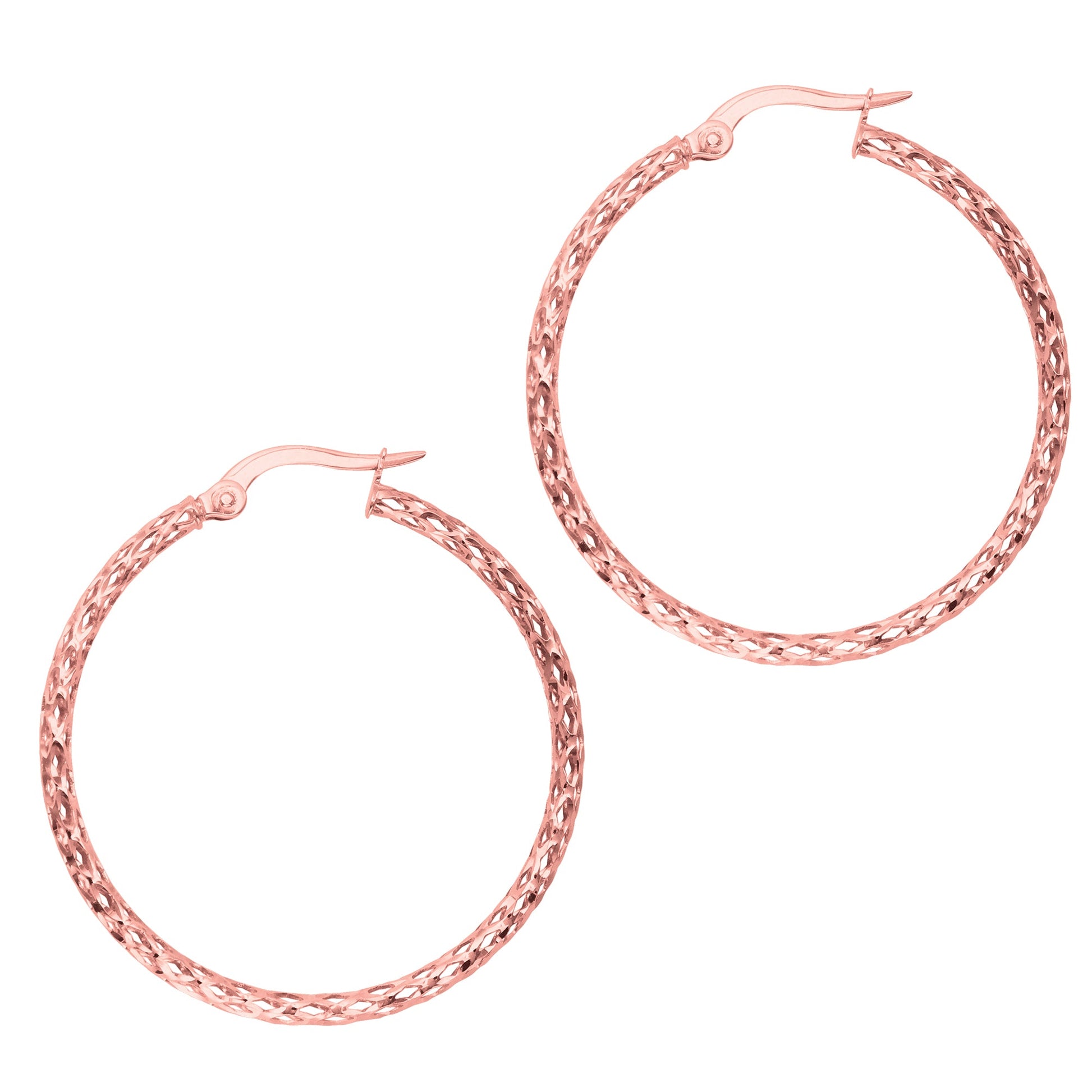 Royal Chain 14K Gold Diamond Cut Hoop Earring ER974