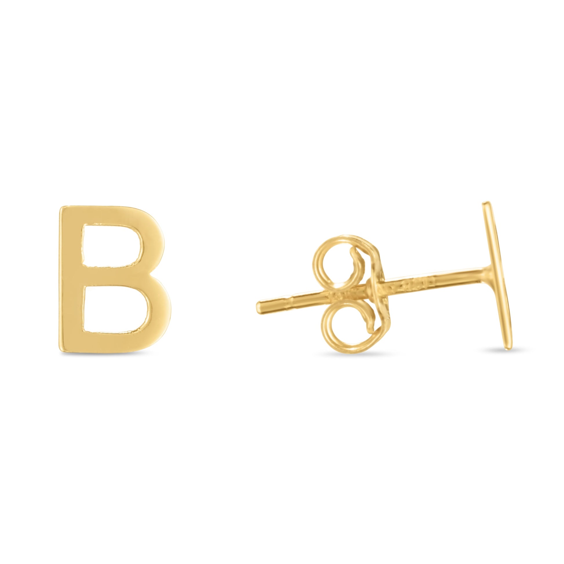 Royal Chain 14K Gold Initial B Stud Earring ERB11192
