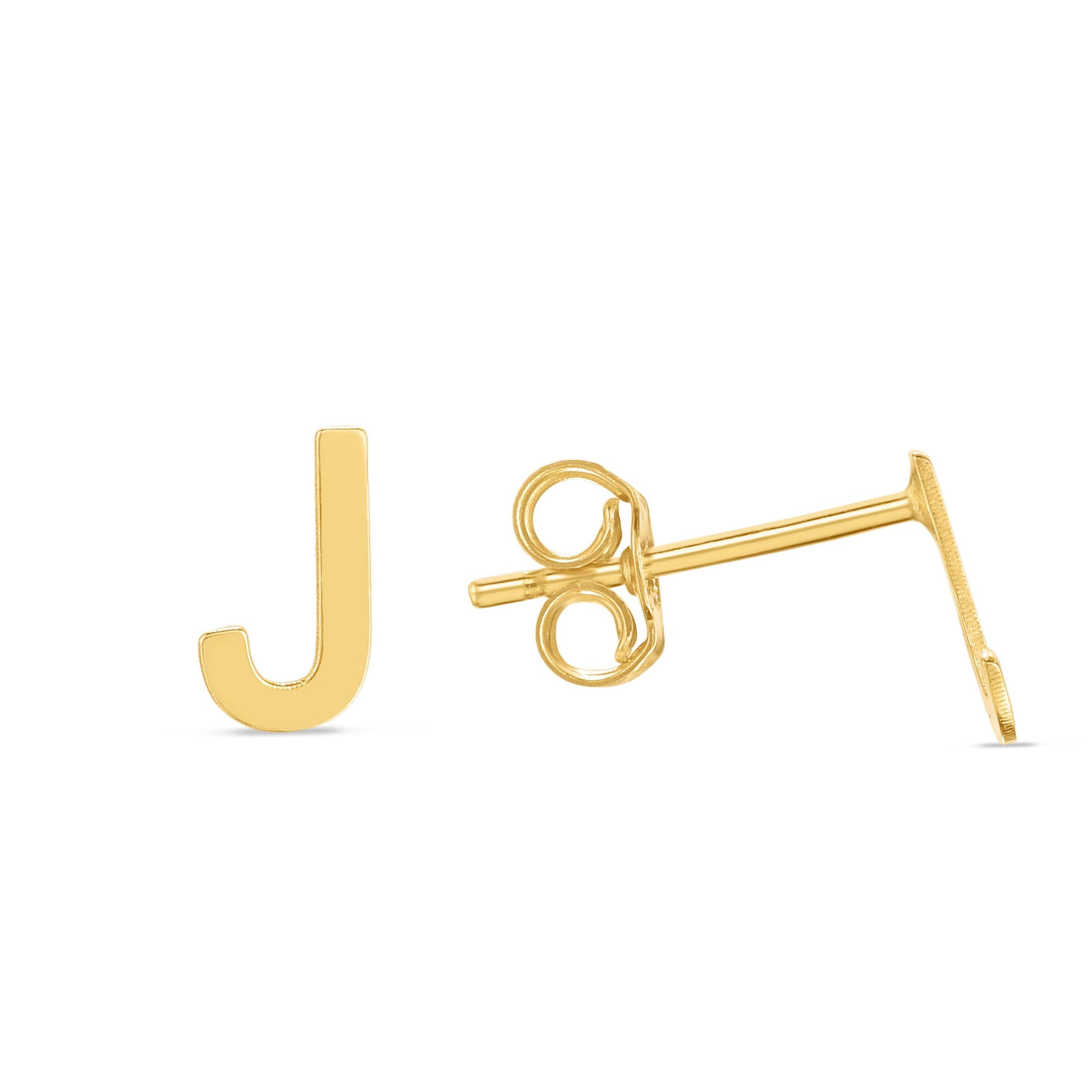 Royal Chain 14K Gold Initial J Stud Earring ERJ11192