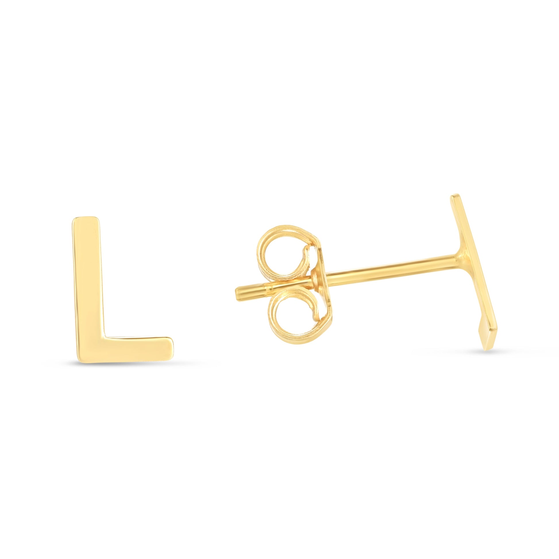 Royal Chain 14K Gold Initial L Stud Earring ERL11192