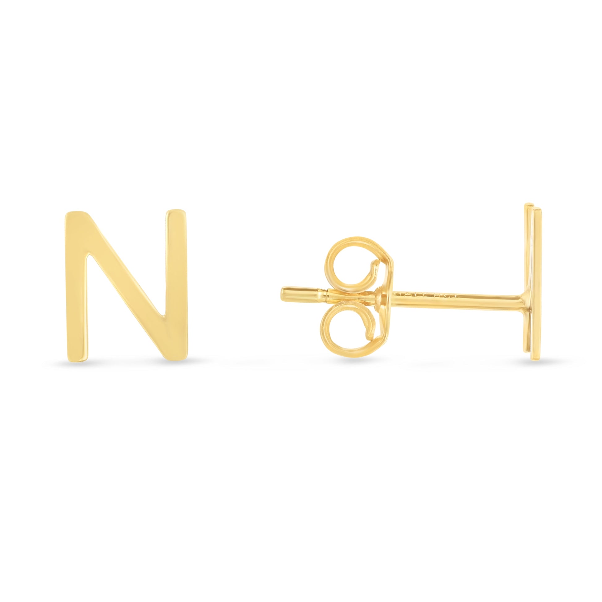 Royal Chain 14K Gold Initial N Stud Earring ERN11192